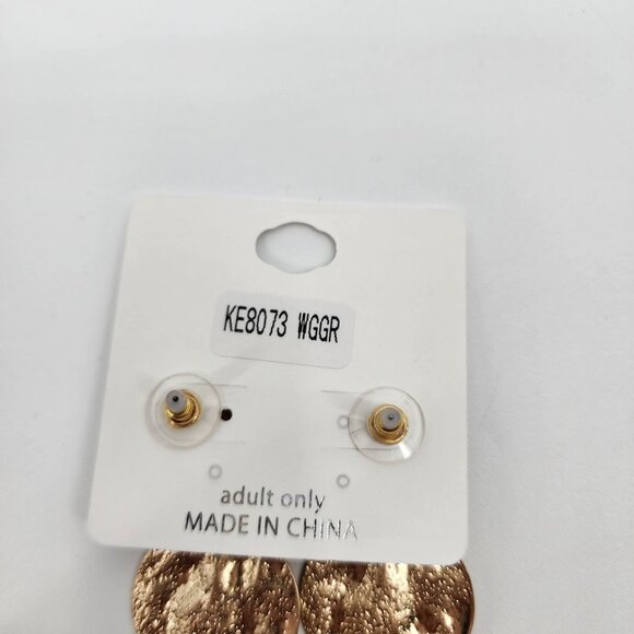 NO 3 Mermaid Gold Over The Ocean Double Disk Statement Dangle Earrings NWT - Picture 3 of 3